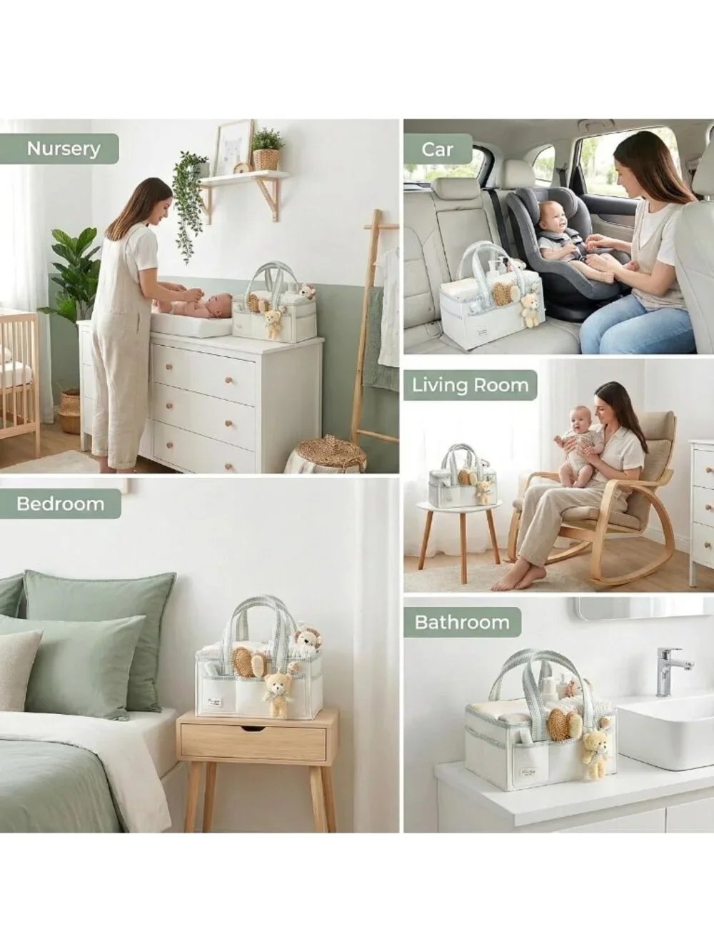 XL Diaper Caddy Organizer with Handle - Baby Shower Gift, Nursery Storage